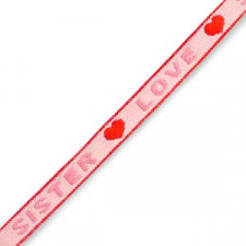 Ribbon text "Sister love" Pink-red